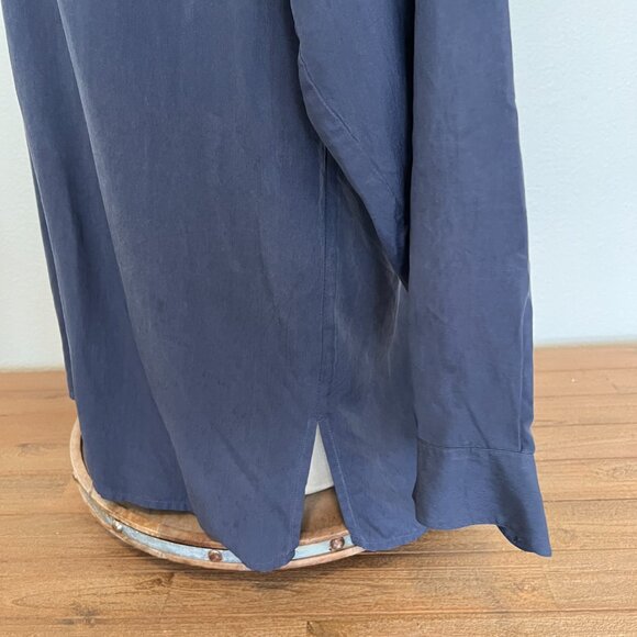 Vintage Nehru Silk Long Sleeve Shirt - Navy - Size XL - I.Magnin - Picture 7 of 8